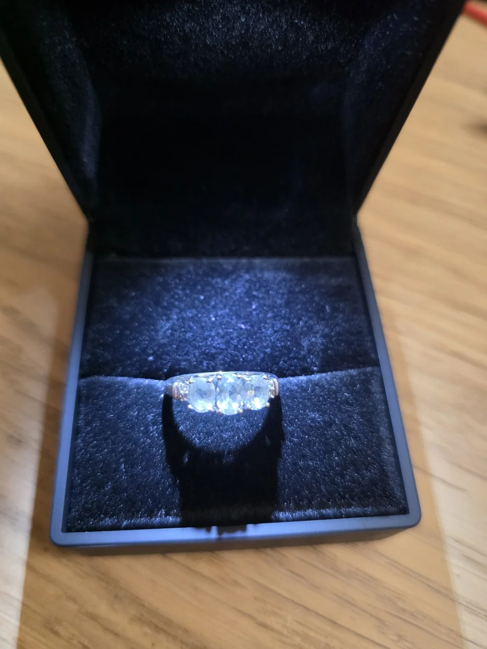 3 Stone Topaz 14k White Gold Ring